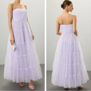 Zac Posen $825 Lilac Strapless Tulle Gown Size 14